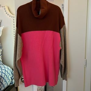 Color block free people turtleneck sweater dress